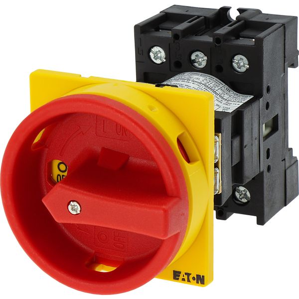 P1-25/V/SVB Main switch, P1, 25 A, rear mounting, 3 pole, Emergency switching off function, With red rotary handle and yellow locking ring, Lockable in the 0 (Off image 11