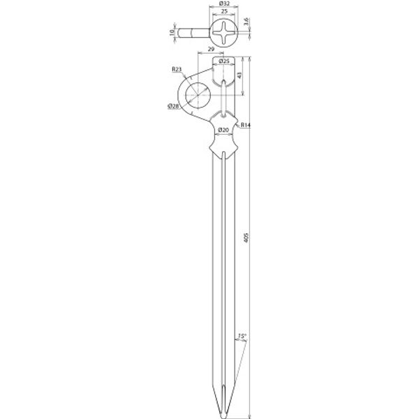 Anchoring pole made of TG/tZn L405mm for bracing rod parts image 2