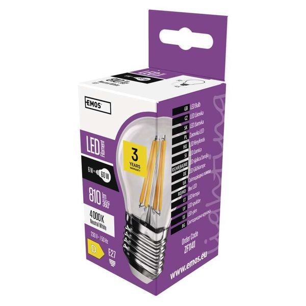 LED Bulb Filament Mini Globe / E27 / 6 W (60 W) / 810 lm / Neutral White image 1