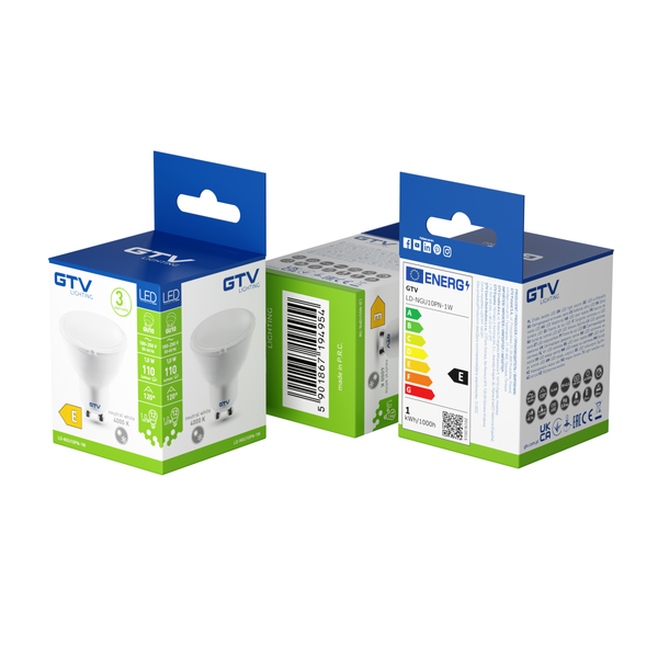 LED  bulb 1W, GU10, SMD 2835, neutral white, AC220-240V, beam angle 90°, 100lm, 14mA image 2