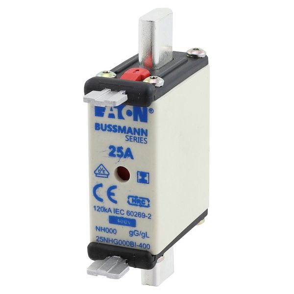 Fuse-link, LV, 25 A, AC 400 V, NH000, gL/gG, IEC, dual indicator, insulated gripping lugs image 19