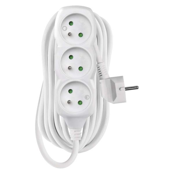 Extension Cord 7 m / 3 sockets / white / PVC / 1 mm2 image 1