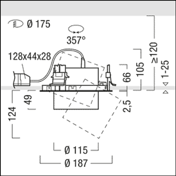 V2-R L 4300-830 SWI VFL BK BK - ceiling-recessed luminaire image 3