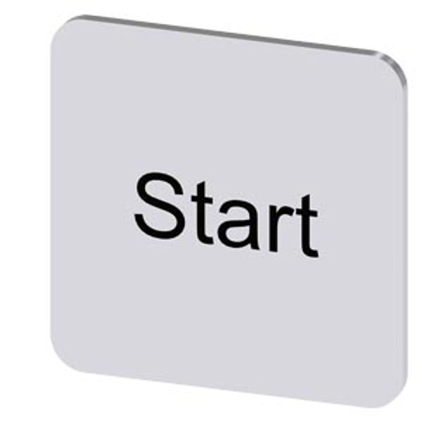 Labeling plate 22x22 mm, silver-colored label, labeling: Start image 1