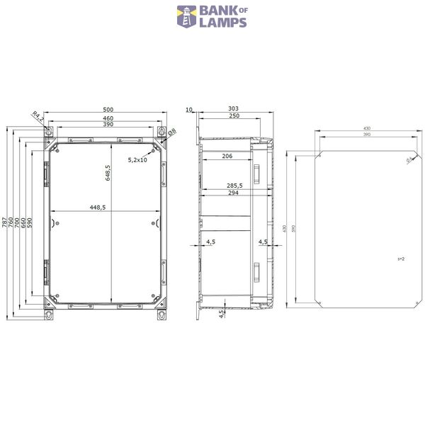 Polycarbonate enclosure, 700x500x300mm, fitted with Mounting plate image 5