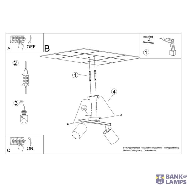 CEILING LAMP LEMMI 2 WHITE GU10 2X40 IP20 image 8