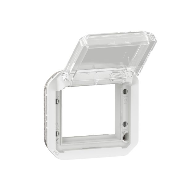 PLEXO MOSAIC ADAPTOR WITH TRANSPARENT FLAP - WHITE - MECHANISM image 1