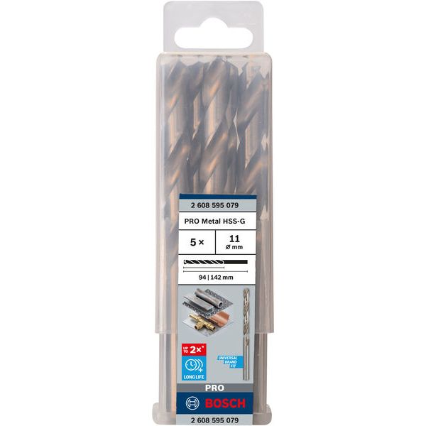 Metal drill bits HSS-G, DIN 338 11 x 94 x 142 mm 5 pcs. image 1