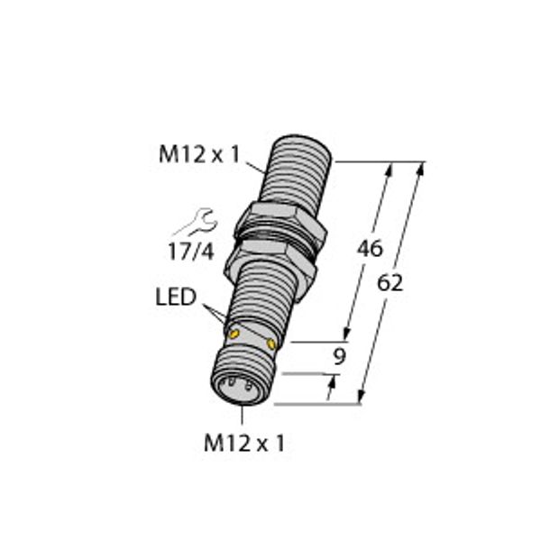 Inductive Sensor With Extended Switching Distance   BI4U-M12E-VN44X-H1141 image 1