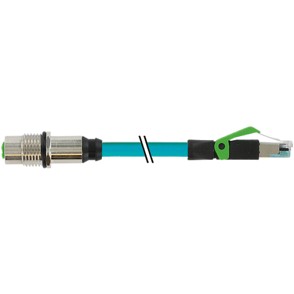 M12 fem. recept. D-cod. rear/RJ45 male 0° shielded TPE CAT5e bu 20m image 1