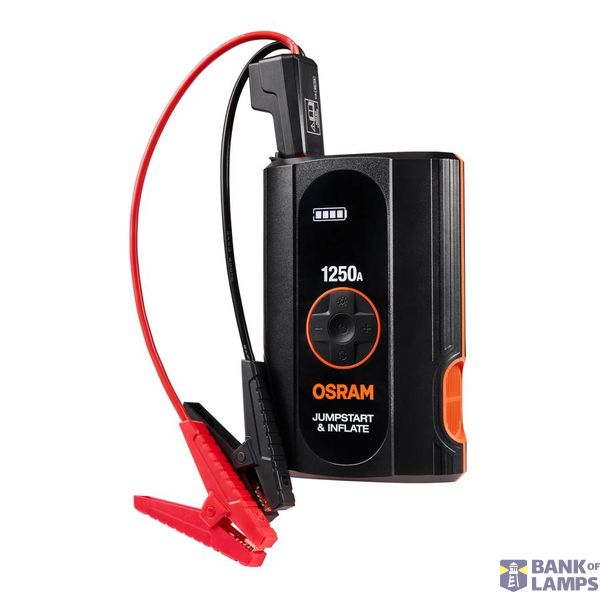BATTERY jumpstart 1250A/ 12000mAh / 12V / Petrol 6L, Diesel 2,8L / Boost-Function / Integrated tyre inflator image 1
