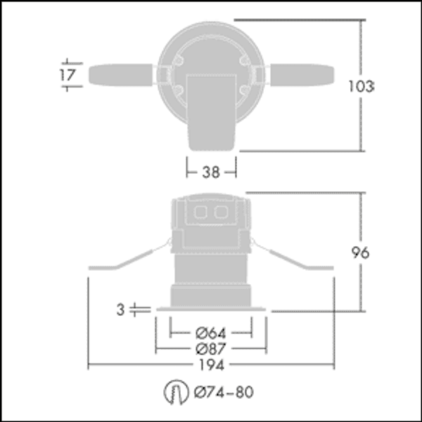 CHAL 74 LED900-840 WFL IP65 WHM - LED Downlight image 3