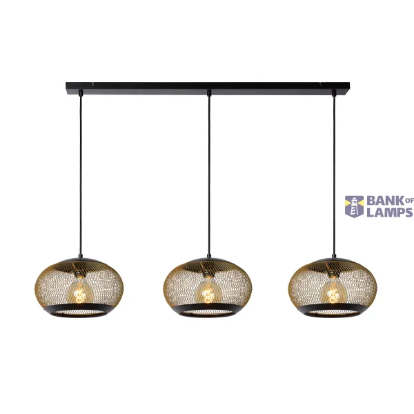 Lucide LUCAS - Pendant light - 3xE27 - Matt Gold / Brass image 1