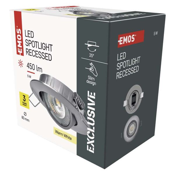 LED Spotlight SIMMI silver, round, 5W warm white image 1