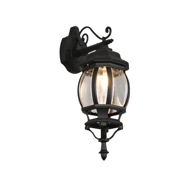 Elvo wall lamp E27 matt black lantern downwards image 1