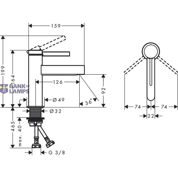 Finoris 100 sink mixer, with push-open, chrome image 1