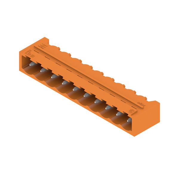 PCB plug-in connector, male header, closed side, THT solder connection, 5.08 mm, Number of poles: 10, 90°, Solder pin length (l): 3.2 mm, tinned, orange, Box image 4