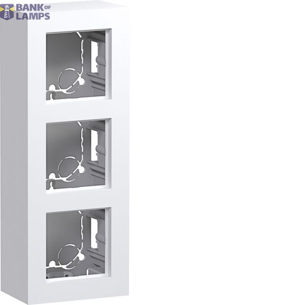 Housing incl. cover frame, 3-way, tall, surface-mount, A.8, matte light white image 1
