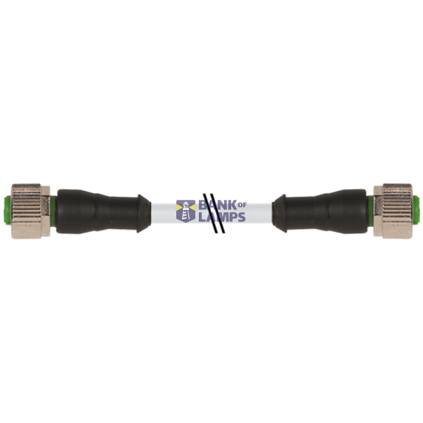 M12 male 0° / M12 female 0° A-cod. shielded PUR 12x0.14 BK 0.5m image 1