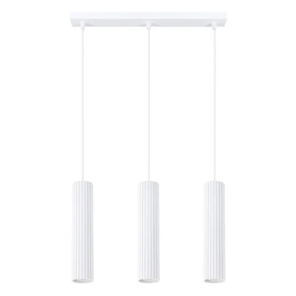 THREE-POINT HANGING LAMP WHITE CARBON WITH 3 WHITE TUBES LAMPSHADES image 1