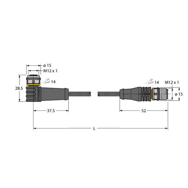 Actuator and Sensor Cable, PUR Extension Cable   WKS4.5T-5-RSS4.5T/TXL image 1