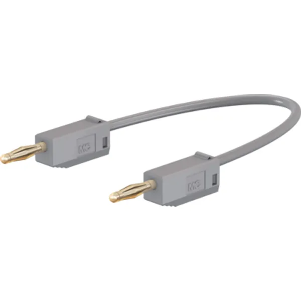 Measuring lead with (2 mm plug, spring-loaded, straight) to (2 mm plug, spring-loaded, straight), 450 mm, gray, PVC, 0.5 mm², CAT O, 28.0039-04528 image 1