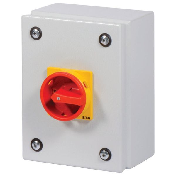 P1-32/SE1/SVB/N Main switch, P1, 32 A, surface mounting, 3 pole + N, Emergency switching off function, With red rotary handle and yellow locking ring, Lockable in the image 6