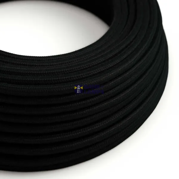 Cotton Charcoal Black Textile Cable - The Original Creative-Cables - RC04 round 2x0.75mm / 3x0.75mm image 1