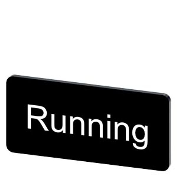Labeling plate 12.5 x 27 mm, label black, labeling: Running image 1
