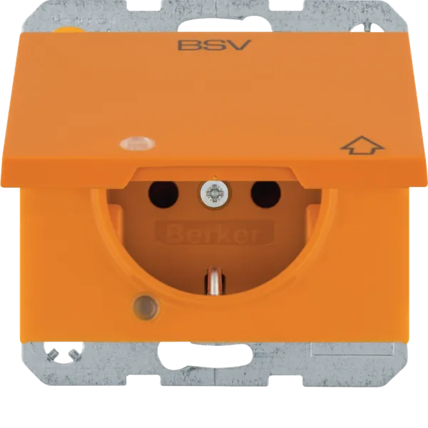 BER 41517124 SCHUKO socket, imprint BSV, hinged cover, illuminated, K.x orange image 1