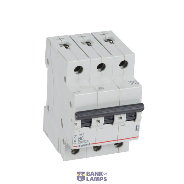 MCB RX³ 6000 - 3P - 400V~ - 6 A - B curve - prong/fork type supply busbars image 2