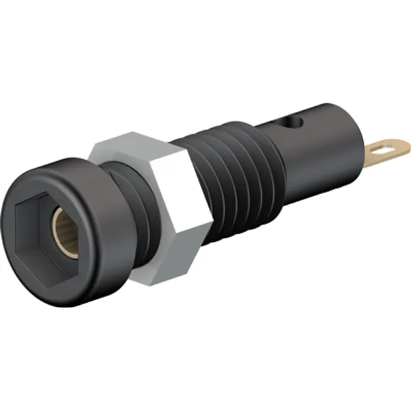 2 mm socket, solder connection, mounting Ø 5.3 mm, black, 23.0050-21 image 1