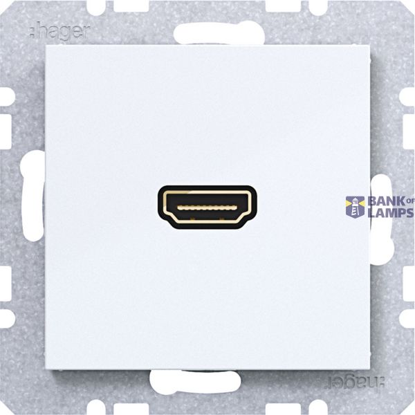 HDMI socket with 90° plug connection, A.x/C.x, light white glass. image 1