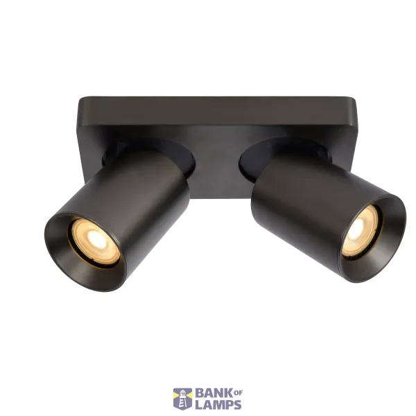 Lucide NIGEL - Ceiling spotlight - LED Dim to warm - GU10 - 2x5W 2200K/3000K - Black Steel image 1