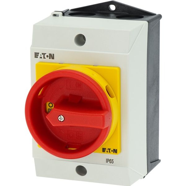 T0-3-8342/I1/SVB Main switch, T0, 20 A, surface mounting, 3 contact unit(s), 6 pole, Emergency switching off function, With red rotary handle and yellow locking ring, image 8
