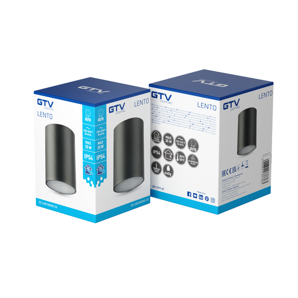 Ceiling luminaire LENTO, aluminum, IP54, max. 35 W, round, graphite image 2