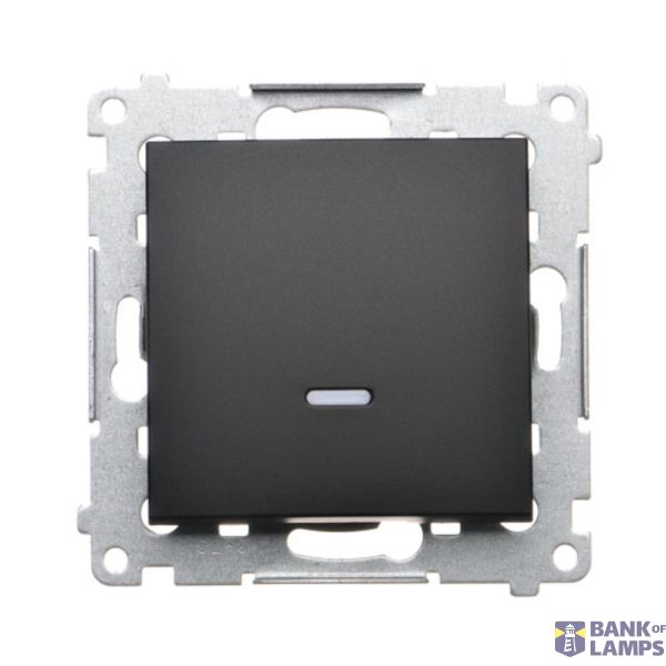 Single contact push button illuminated without pictogram, (module), 16AX, Screw, black matt image 1