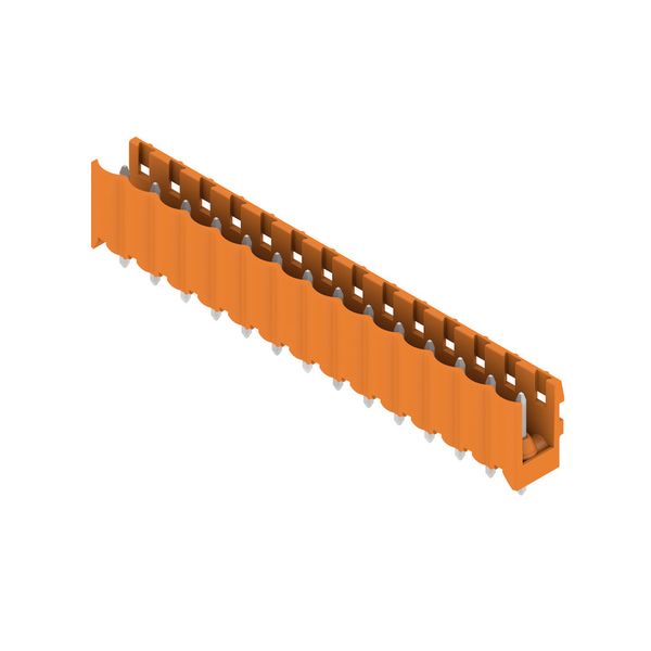 PCB plug-in connector, male header, open side, THT solder connection, 5.00 mm, Number of poles: 14, 180°, Solder pin length (l): 3.2 mm, tinned, orange, Box image 4