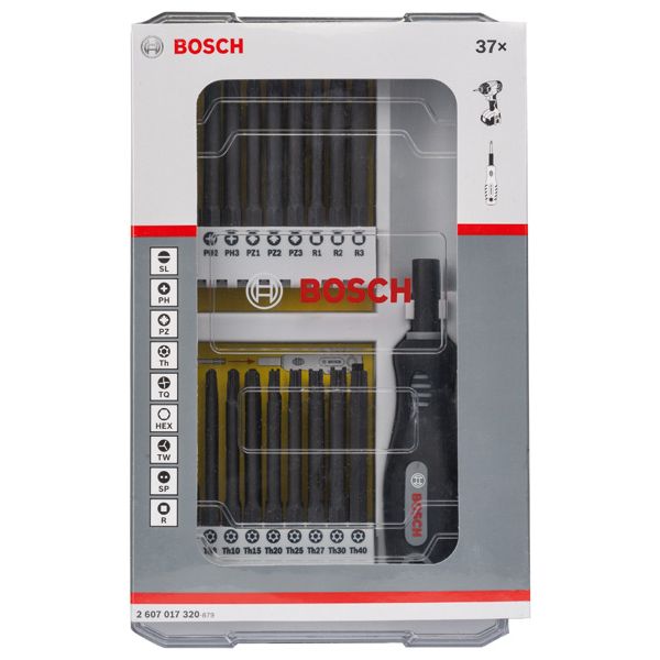37-piece screwdriver set with handle PH1-2-3; PZ1-2-3; SL5-6; TH8-11-15-20-25-27-30-40; TQ6-8-10; HEX2-2.5-3-4-5-6; TW 1-2-3-4; SP 4-6-8-10; R1-2-3 image 2