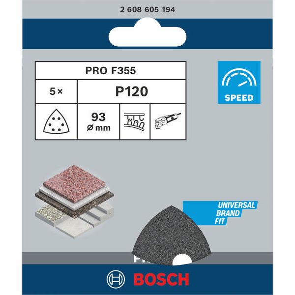 F355 sanding sheet, pack of 5 93 mm, 120 image 2