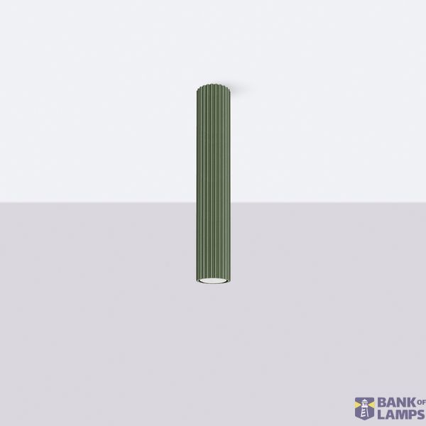 CYLINDRICAL CEILING LAMP OLIVE GREEN 40 CM CARBON VERTICAL PATTERN GU10 image 3