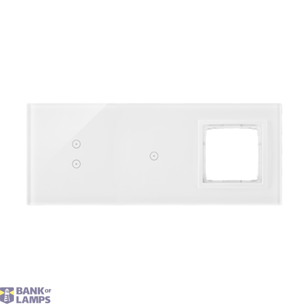 Touch panel 3 modules, Modul 1: 2 vertical touch fields, Module 2: 1 touch field, Module 3: space for Simon 54 module, Fixing: horizontal, White pearl image 1