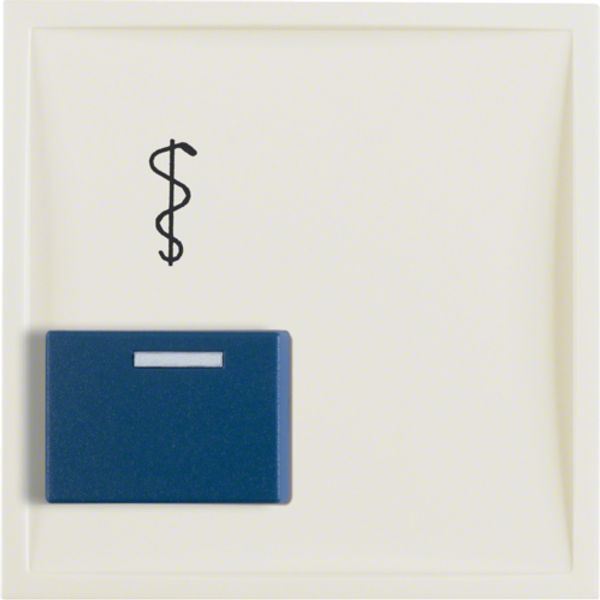 Center piece for call unit with blue doctor call button, Berker S.1, cream, gloss image 1