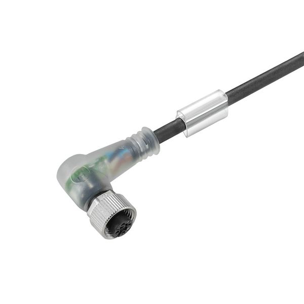 Sensor/actuator line, One end without connector, M12, Number of poles : 4, 10 m, Socket, angled, Shielded: No, LED: Yes, Sheath material: PUR, Halogen: No image 1