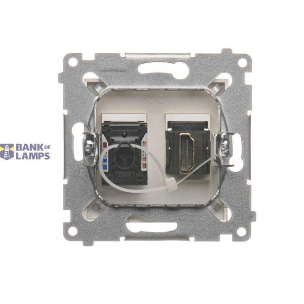 Single-pole switch + two-pole switch - 2 push buttons, 16AX, champagne matt image 1