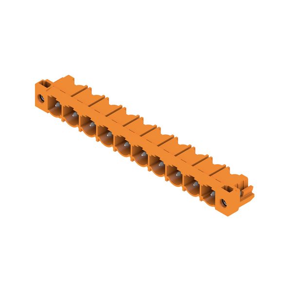 PCB plug-in connector, male header, Solder flange, THT solder connection, 7.62 mm, Number of poles: 10, 90°, Solder pin length (l): 3.2 mm, tinned, orange, Box image 4