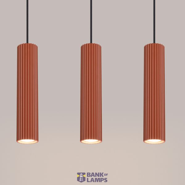 Elegant KARBON pendant lamp with three pendants, red ceiling plate, 3xGU10 image 4