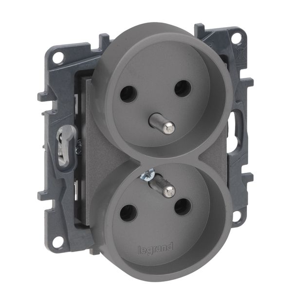 2X2P+E FRENCH SOCKET SCREW TERMINALS MEDIUM GREY image 1