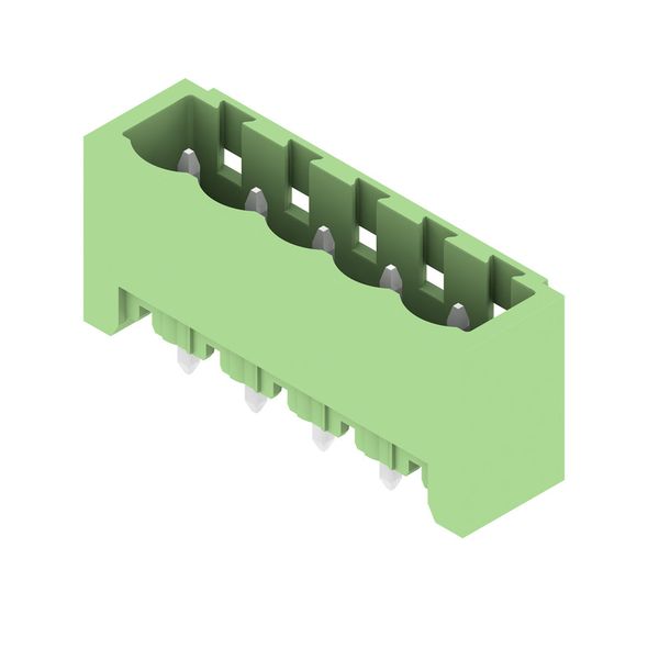 PCB plug-in connector, male header, closed side, THT solder connection, 5.08 mm, Number of poles: 5, 180°, Solder pin length (l): 3.2 mm, tinned, Pale green, Box image 3