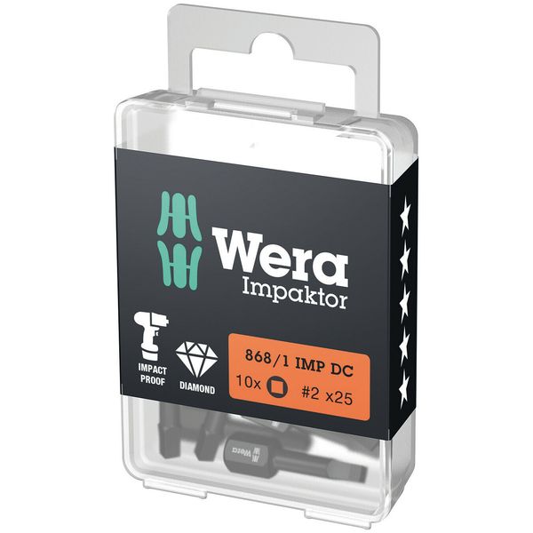 868/1 DC PH DIY Impaktor Binnenvierkant Bits, # 3 x 25 mm, 10-delig image 3